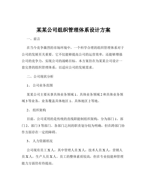 某某公司组织管理体系设计方案