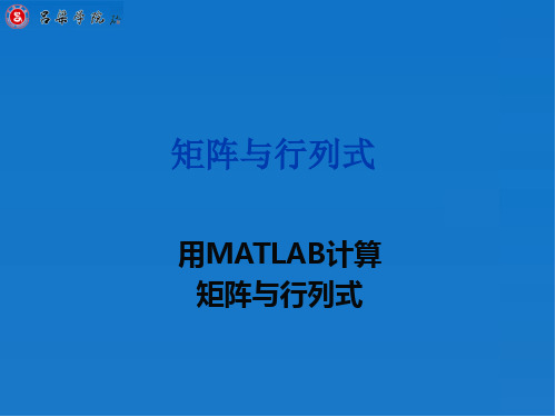 用MATLAB计算矩阵与行列式