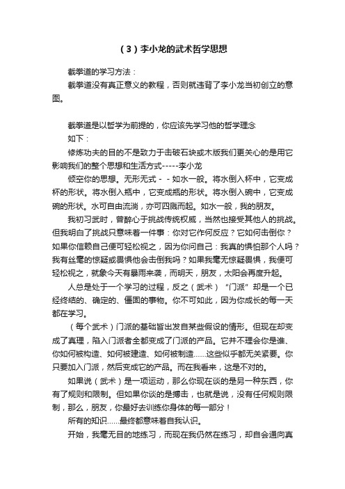 （3）李小龙的武术哲学思想