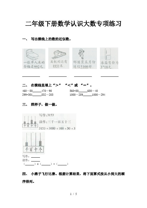 二年级下册数学认识大数专项练习