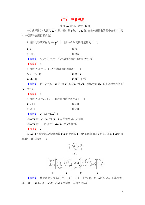 高中数学 第三章 导数应用章末综合测评(含解析)北师大