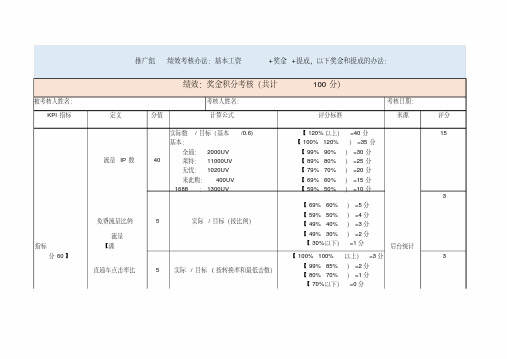 淘宝推广组绩效考核方案