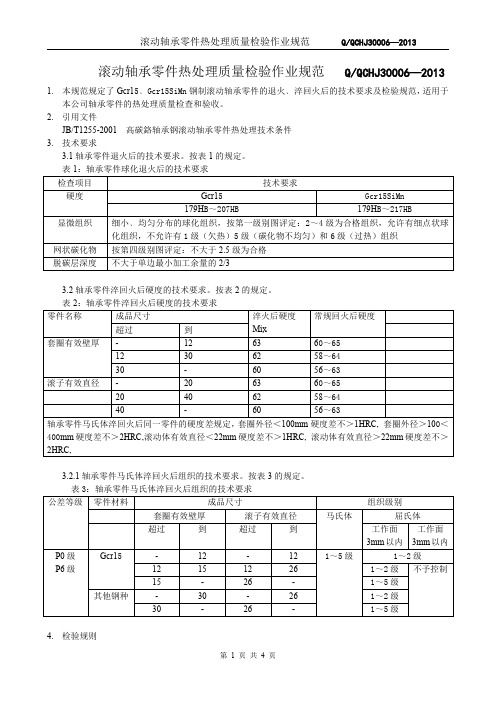 轴承零件热处理检验规范