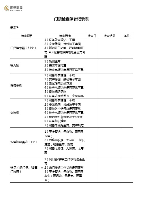 门禁巡检、保养记录表(月)