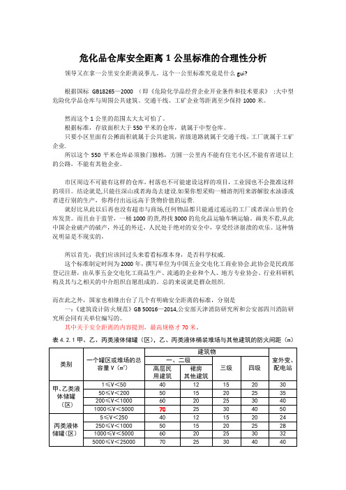 危化品仓库安全距离1公里标准的合理性分析