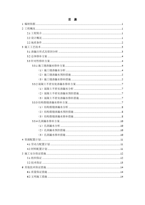 地铁车站结构渗漏水修补方案讲解