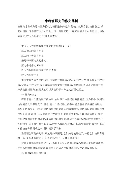 中考有压力的作文范例
