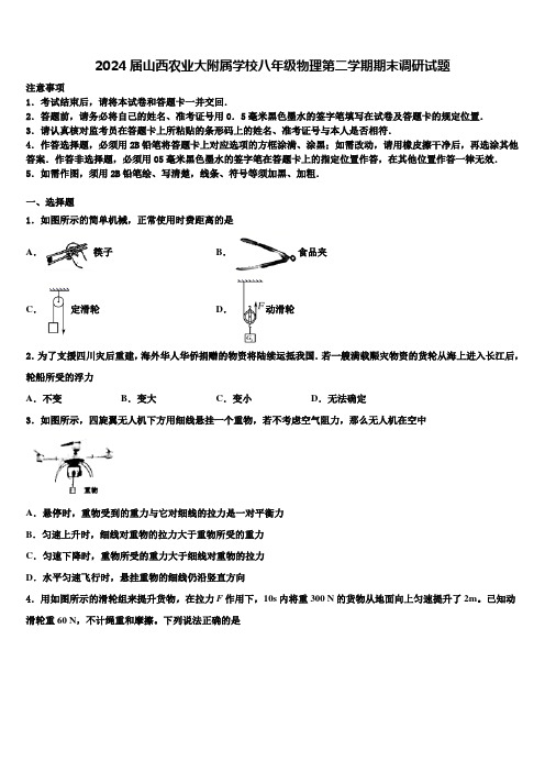 2024届山西农业大附属学校八年级物理第二学期期末调研试题含解析