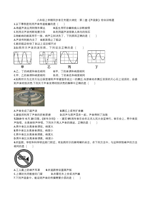 2020人教版八年级上学期同步单元专题大培优：第二章《声现象》综合训练题