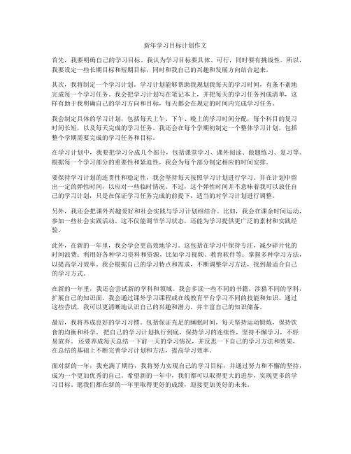 新年学习目标计划作文