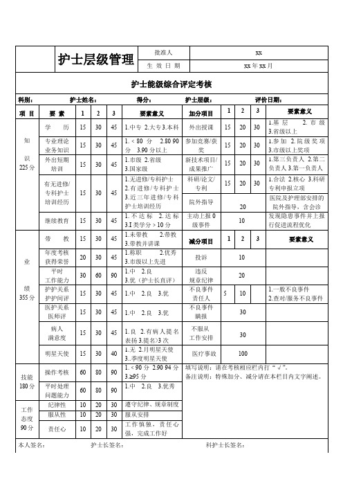 护士能级综合评定考核