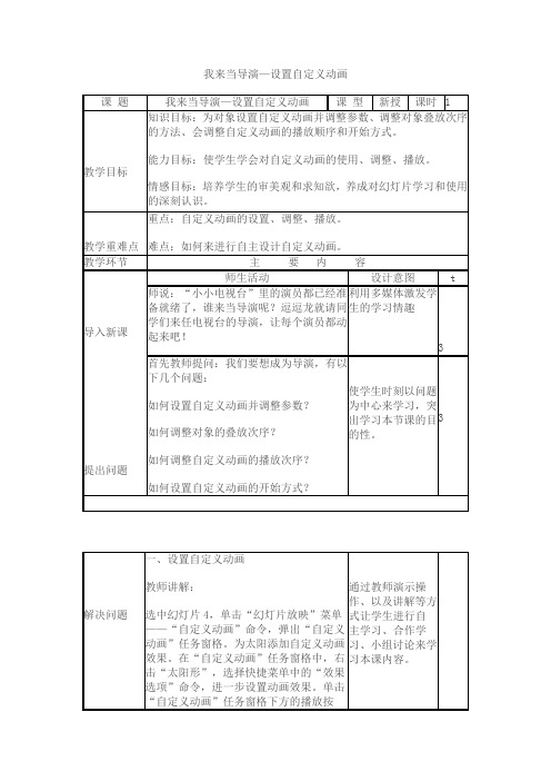 第三课 我来当导演—设置自定义动画 调兵山市第二初级中学 李扬