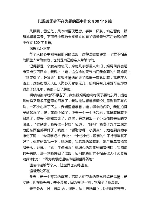 以温暖无处不在为题的高中作文800字5篇