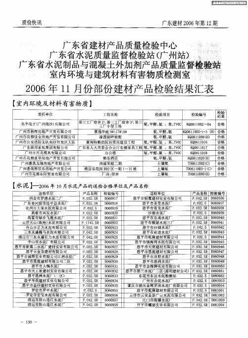 广东省建材产品质量检验中心 广东省水泥质量监督检验站(广州站)广东省水泥制品与混凝土外加剂产品质