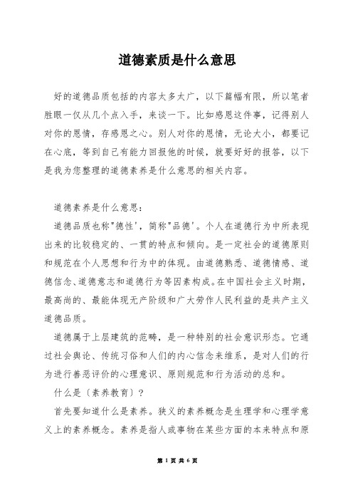 道德素质是什么意思