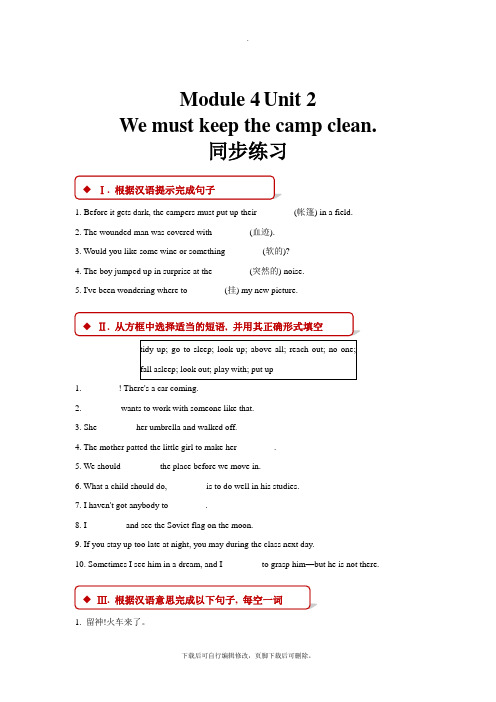 外研版英语九年级下册(同步练习)Module 4 Unit 2