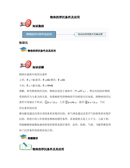 《初中物理》物体的浮沉条件及应用
