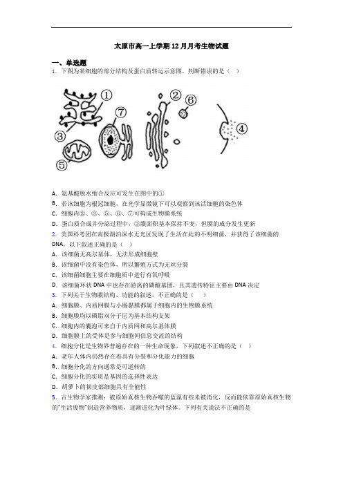 太原市高一上学期12月月考生物试题