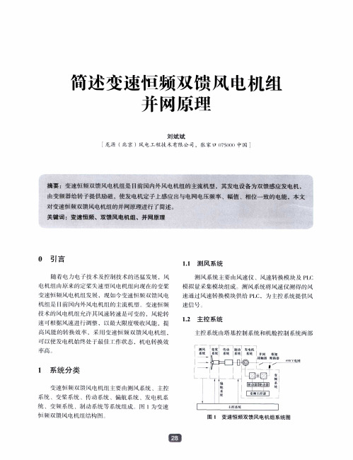 简述变速恒频双馈风电机组并网原理