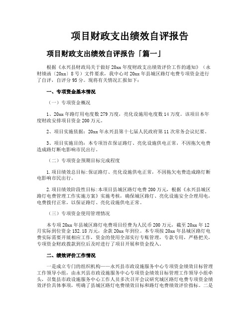 项目财政支出绩效自评报告