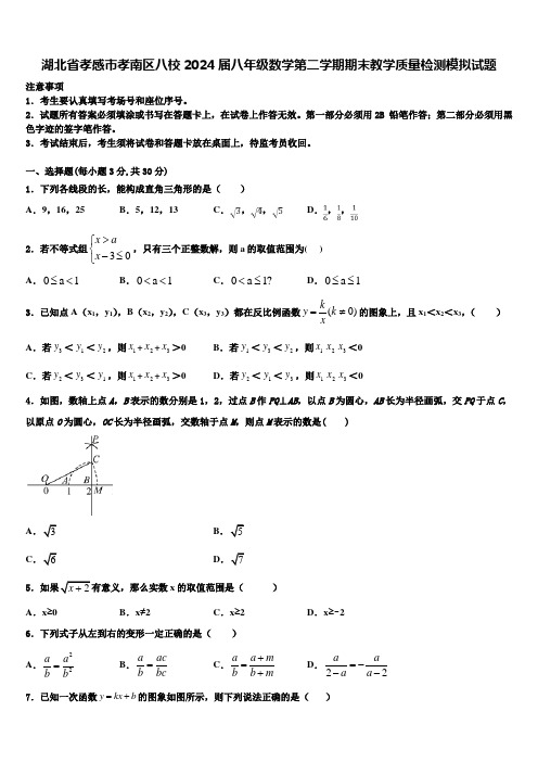 湖北省孝感市孝南区八校2024届八年级数学第二学期期末教学质量检测模拟试题含解析