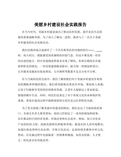 美丽乡村建设社会实践报告