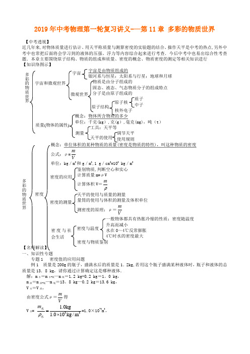 中考物理第一轮复习讲义-多彩的物质世界