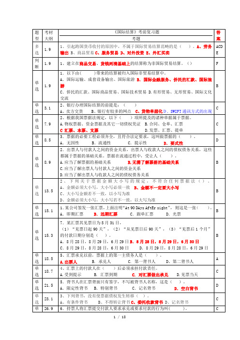 天津南开大学国际结算教材期终考试复习题及答案标识