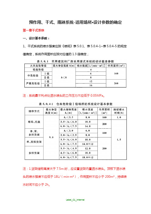 预作用、干式、雨淋系统适用场所设计参数的确定