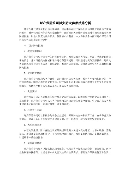 财产保险公司巨灾防灾防损措施分析