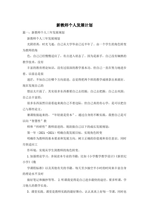 新教师个人发展计划