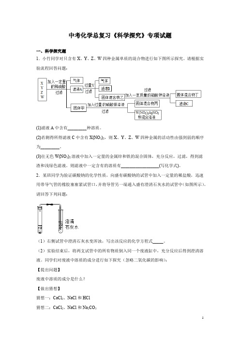 中考化学总复习《科学探究》专项试题及答案