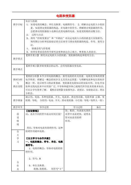 沪科初中物理九上《15第1节 电阻和变阻器》word教案 (5)