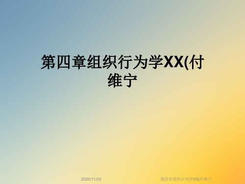 第四章组织行为学XX(付维宁