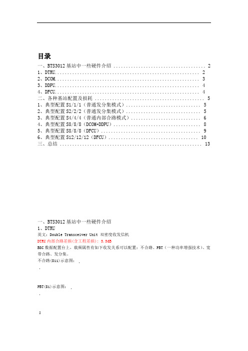 华为BTS3012基站载频配置及各种合路器说明