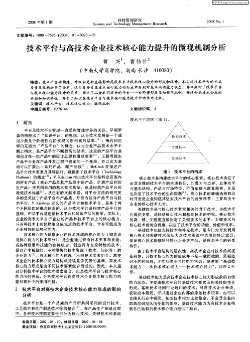 技术平台与高技术企业技术核心能力提升的微观机制分析