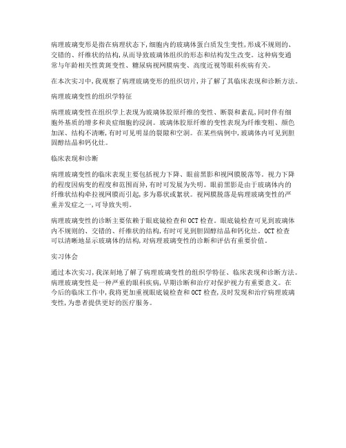 病理玻璃变形的实习报告