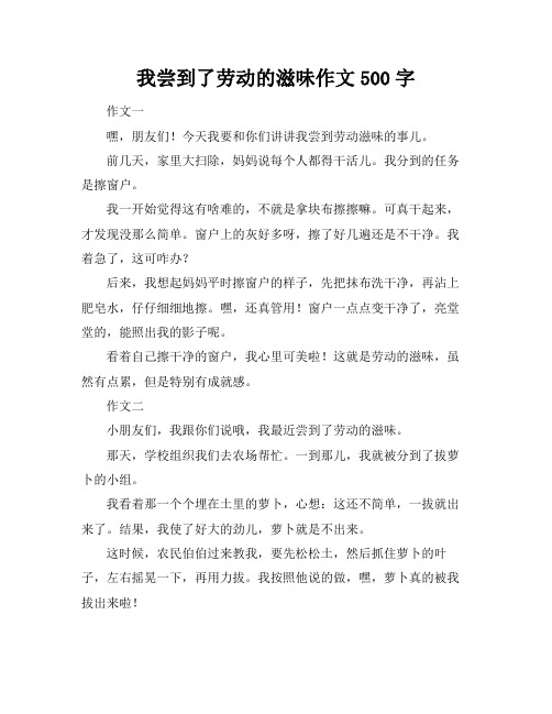 我尝到了劳动的滋味作文500字