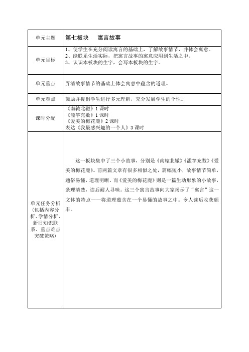 长春版四下语文第7板块教案