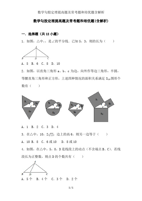 数学勾股定理提高题与常考题和培优题含解析