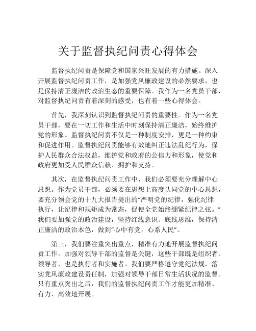 关于监督执纪问责心得体会