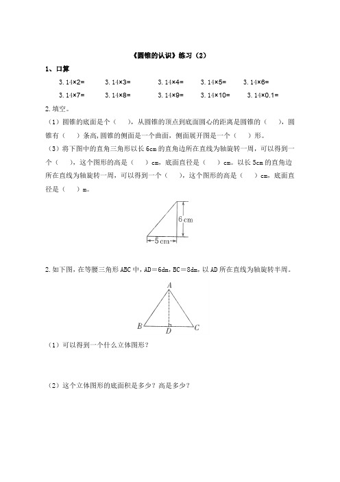 圆锥的认识练习(2)