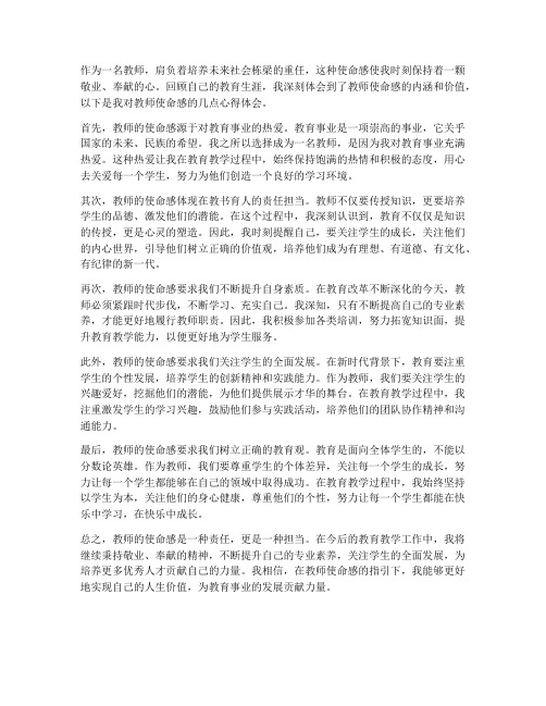 教师的使命感心得体会