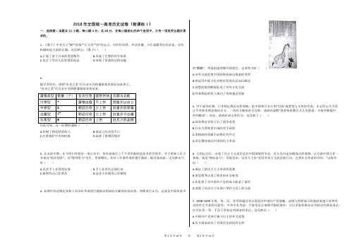 2018年全国统一高考历史试卷(新课标Ⅰ)