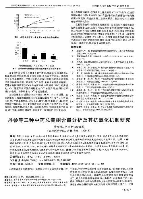 丹参等三种中药总黄酮含量分析及其抗氧化机制研究