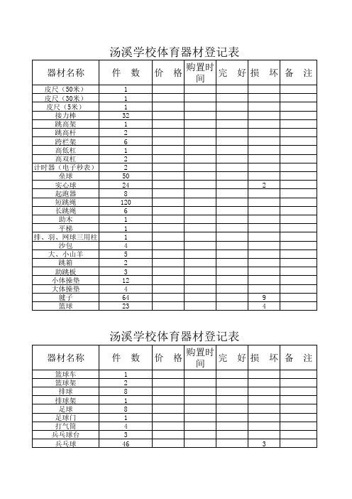 体育器材登记表Microsoft Excel 工作表