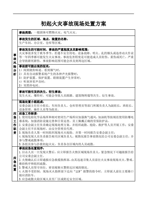 初起火灾事故现场处置方案