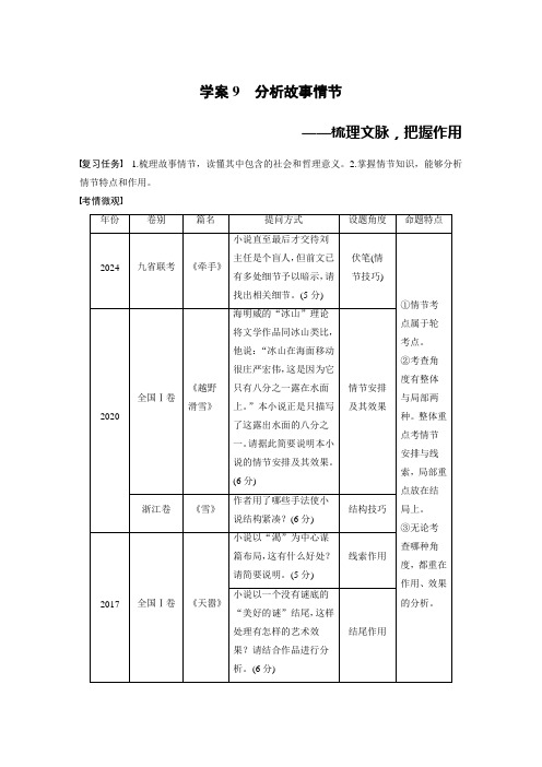 板块二 学案9 分析故事情节——梳理文脉,把握作用