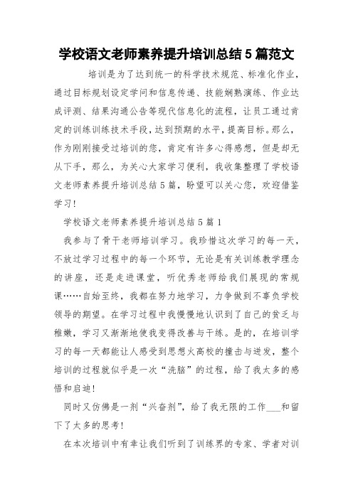 学校语文老师素养提升培训总结5篇范文