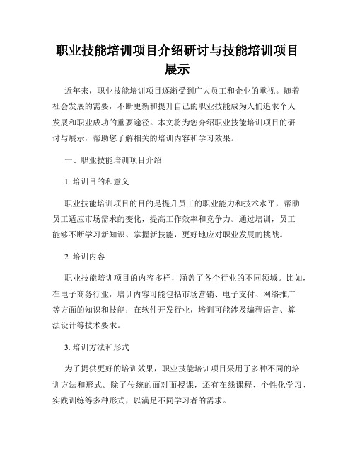 职业技能培训项目介绍研讨与技能培训项目展示